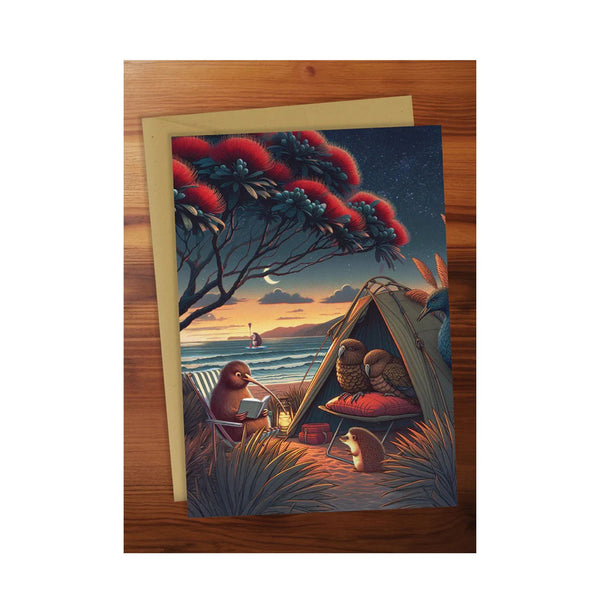 Puhutekawa Kiwi Greeting Card