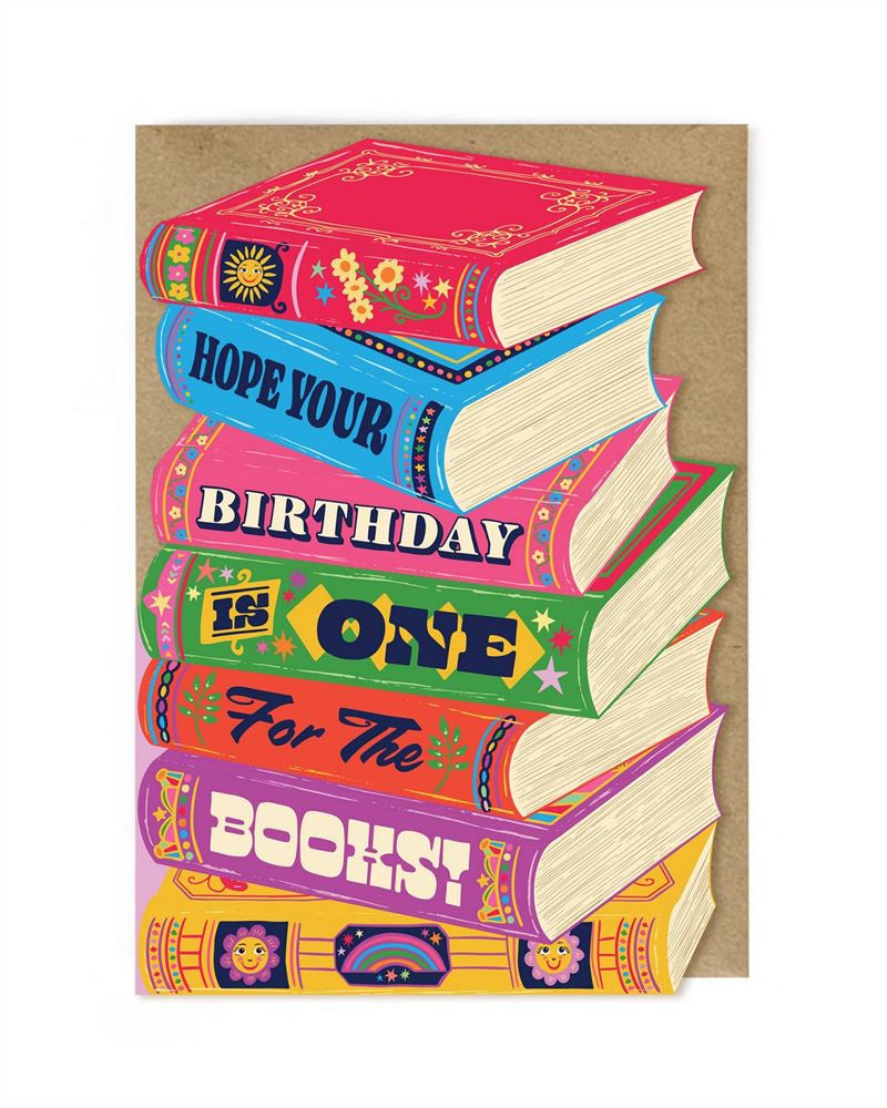 Book Pile Birthday Card