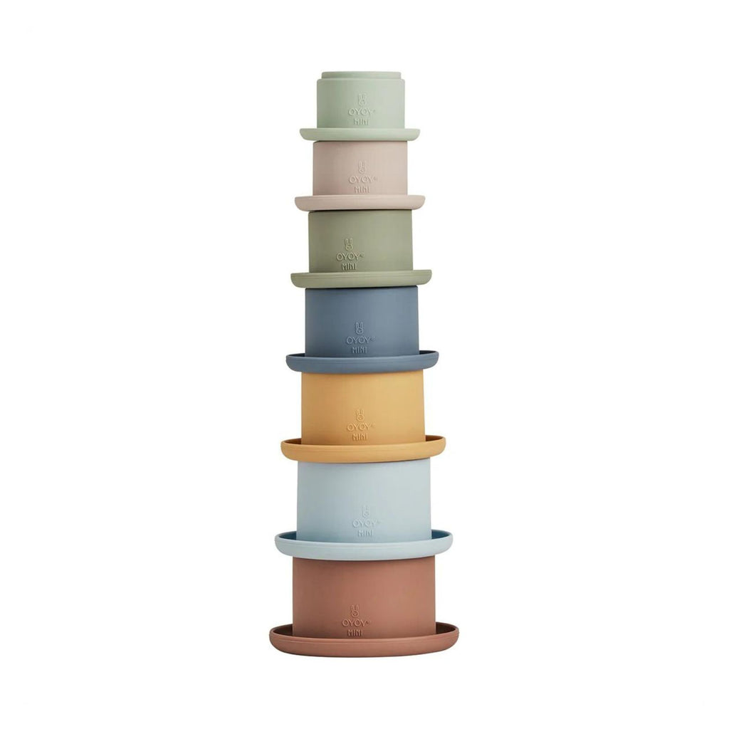 Tawa Silicone Stacking Cups - Caramel/Blue