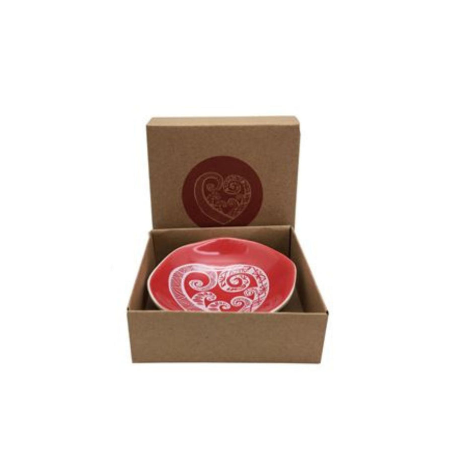 Pacific Aroha ii, White Aroha on Red 7cm Bowl