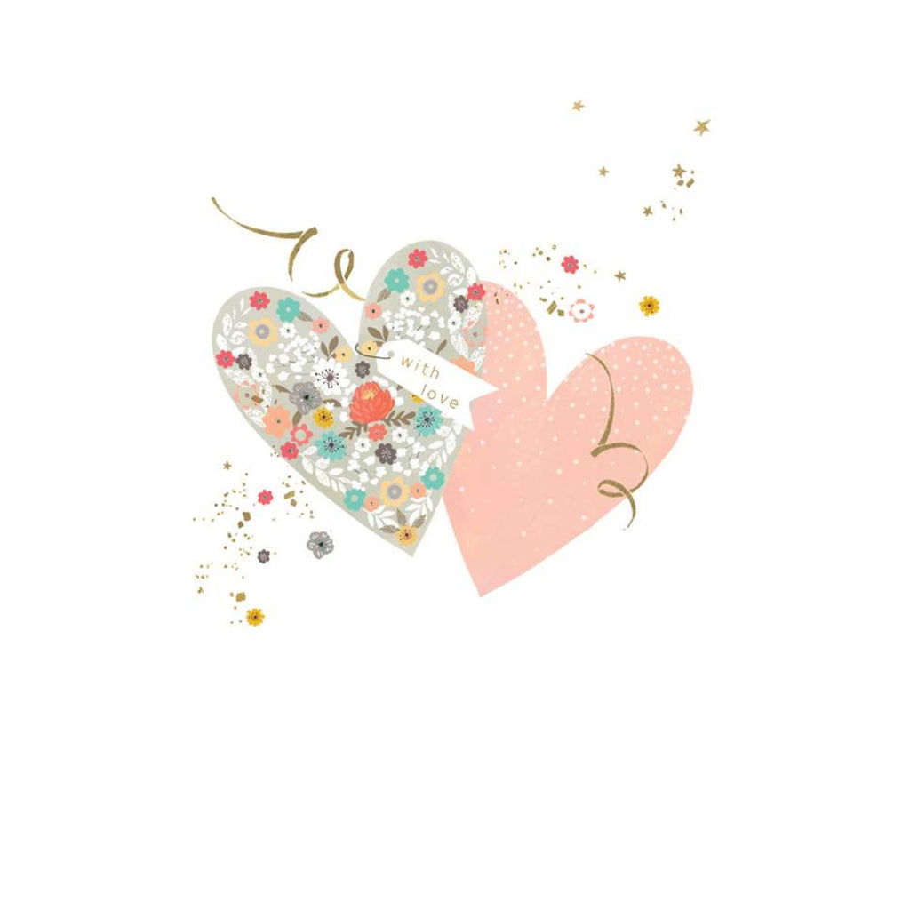 Flower Heart & Pink Heart Greeting Card