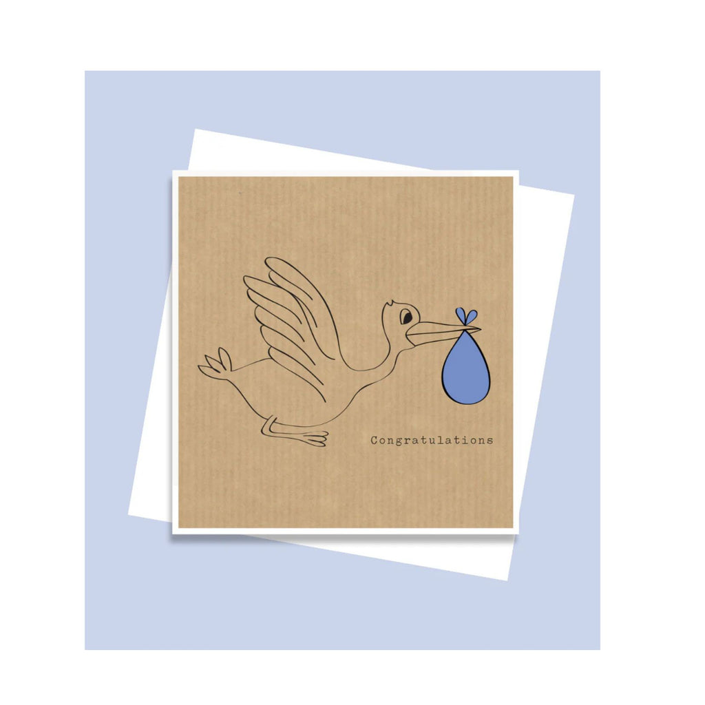 Congratulations Blue Stork Greeting Card