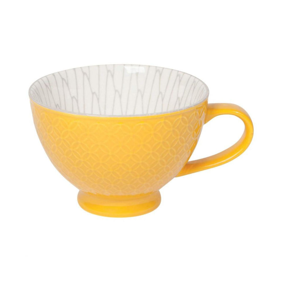 Yellow Stamped Latte Stoneware