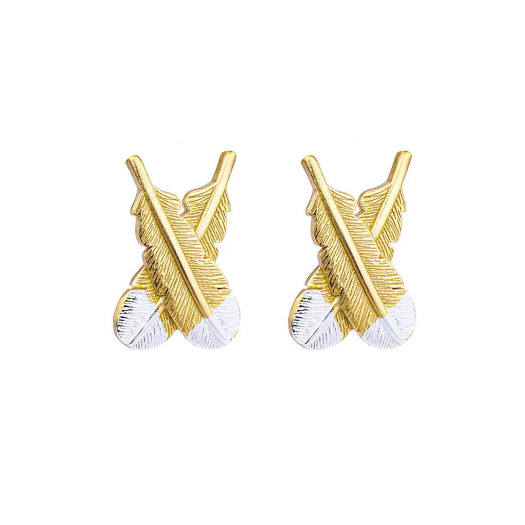 Huia Feather Earrings - Gold