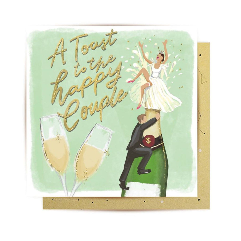 Champagne Happy Wedding Greeting Card