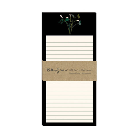 Floral Black Magnetic List Pad