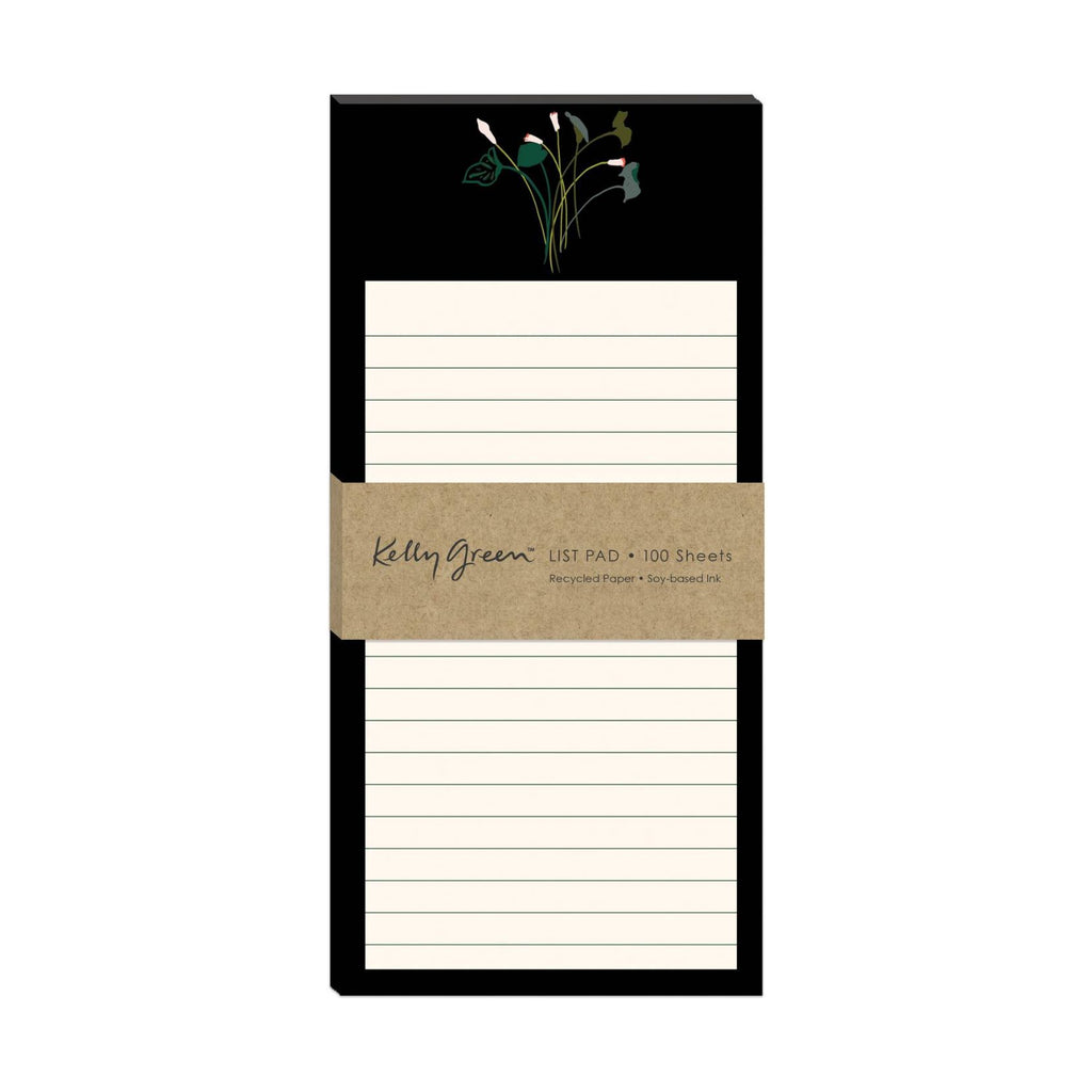 Floral Black Magnetic List Pad