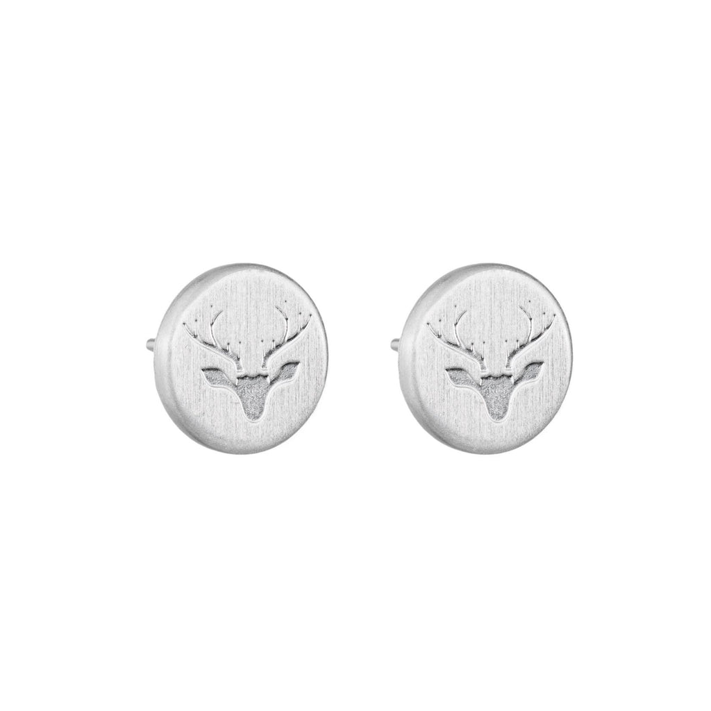 Round Untamed Antler Stud Earrings - Silver