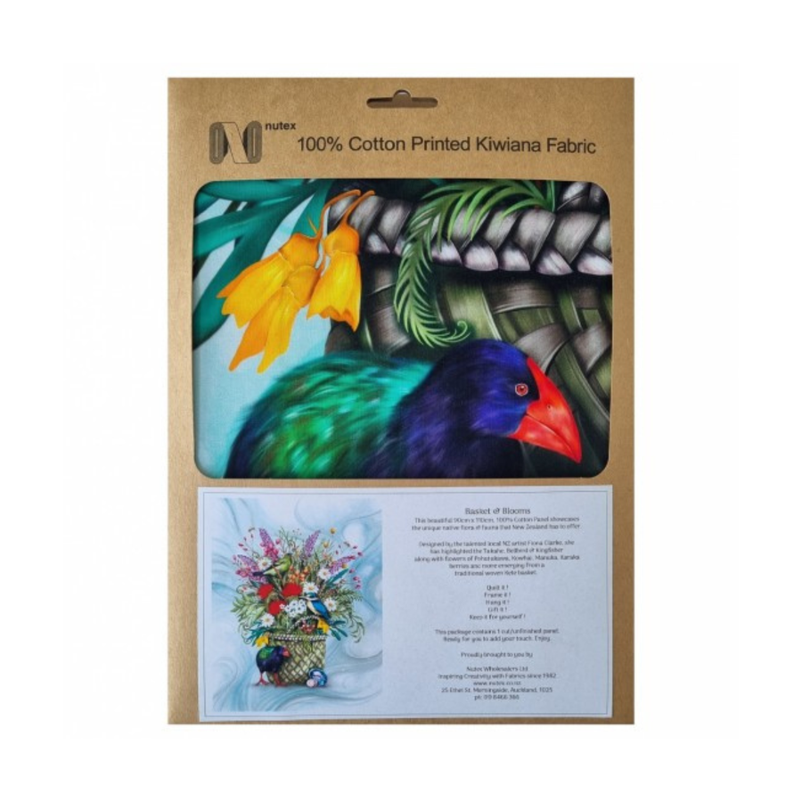 Kiwiana Fabric Panel - Basket & Blooms