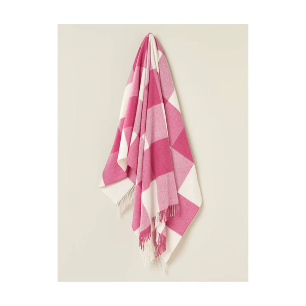 Checkboard Pink Merino 100% Throw - Pink