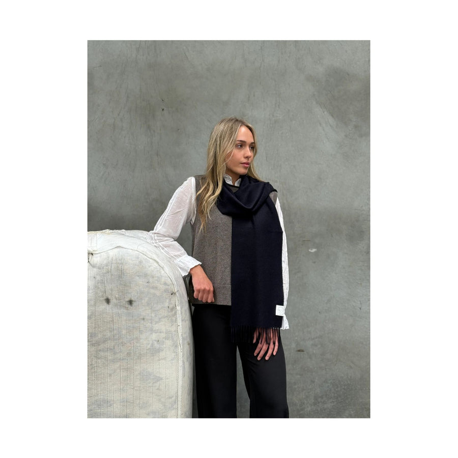 Merino Scarf - 25 cm Navy