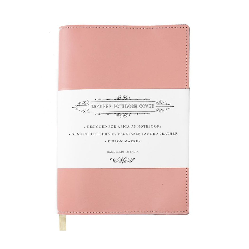 Leather Notebook Cover A5 - Dusky Pink