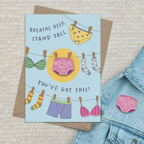 Big Girl Pants Greeting Card with Badge
