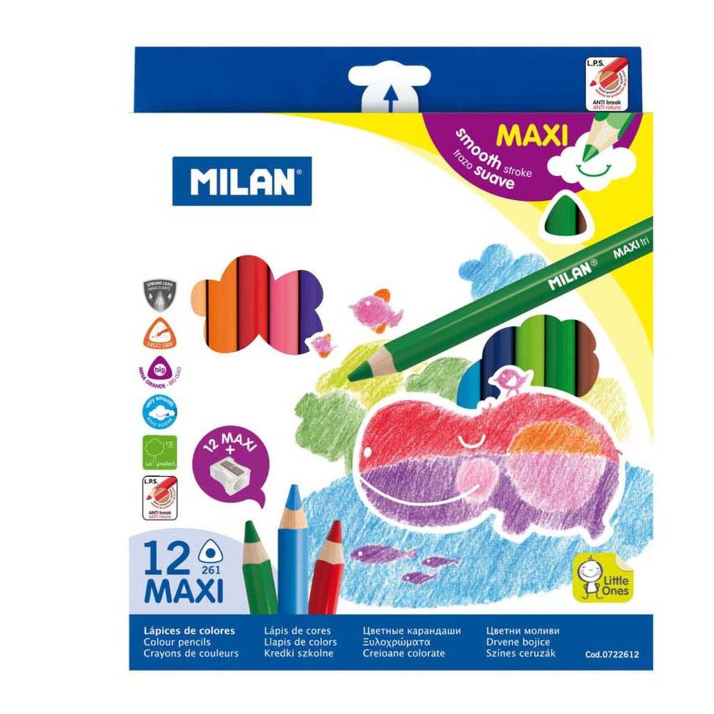 Milan Coloured Pencil Triangular Maxi Pack 12