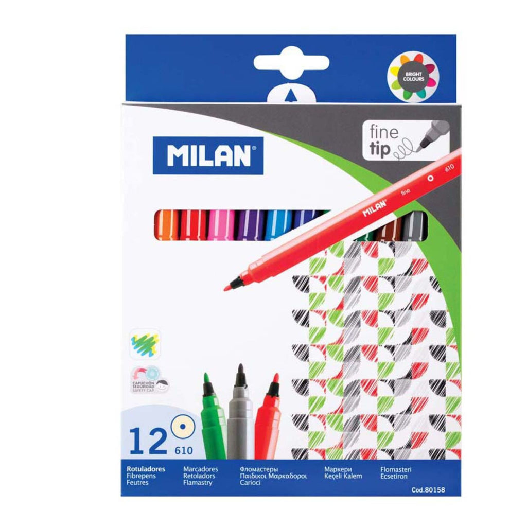 Milan Markers Fine Tip Pack 12