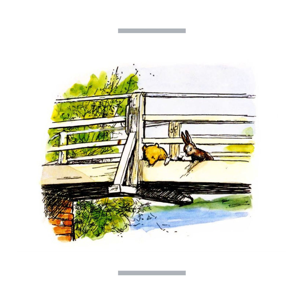 Pooh & Rabbit on the Bridge Greeting Card