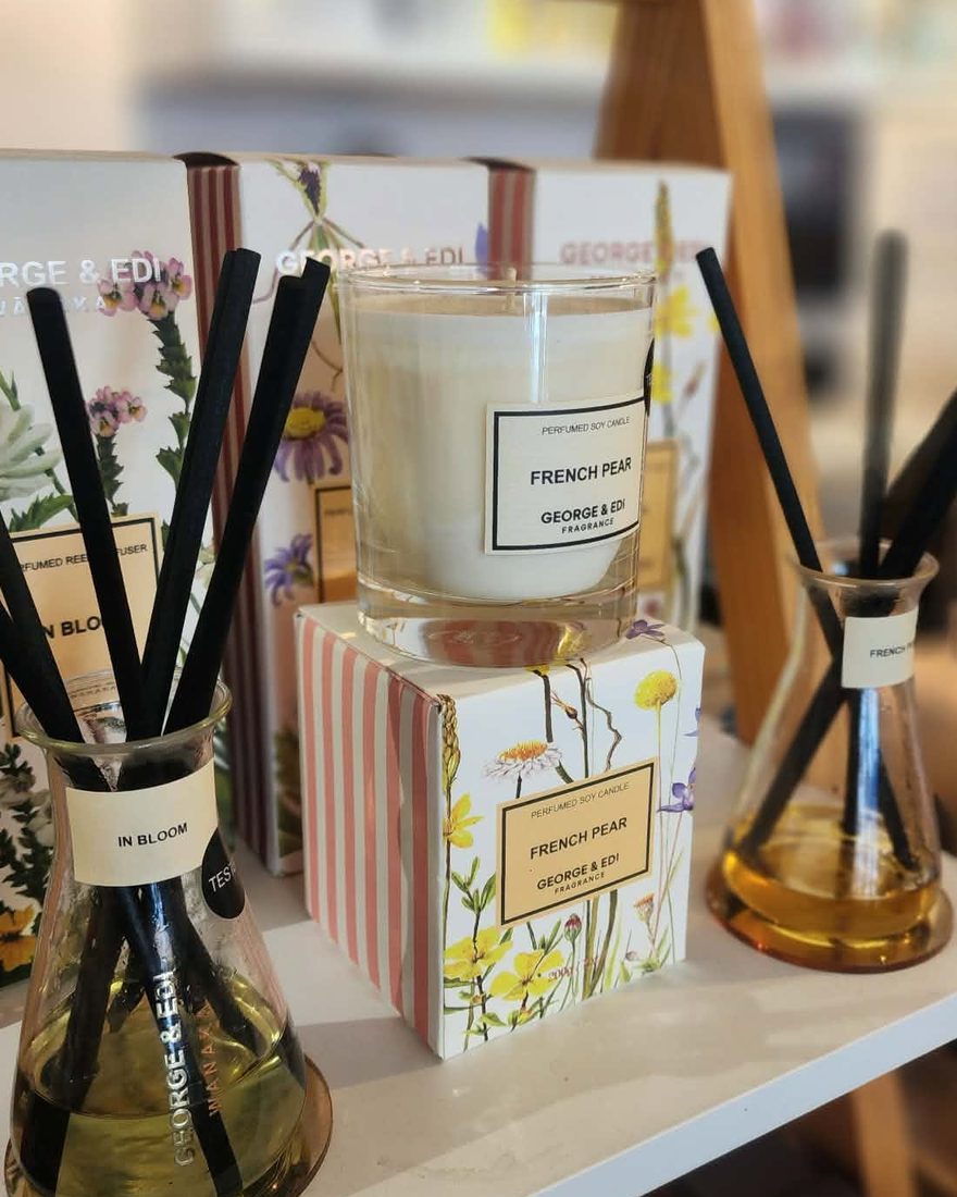 George & Edi candles and reed diffusers on display